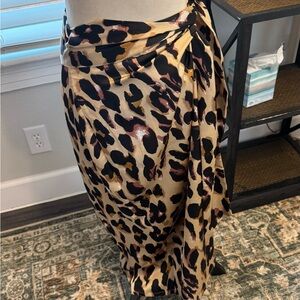 Wrap skirt. Leopard print brown and pink. New-ish. Worn once.